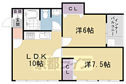 ＫＧマンション 2階2LDKの間取り