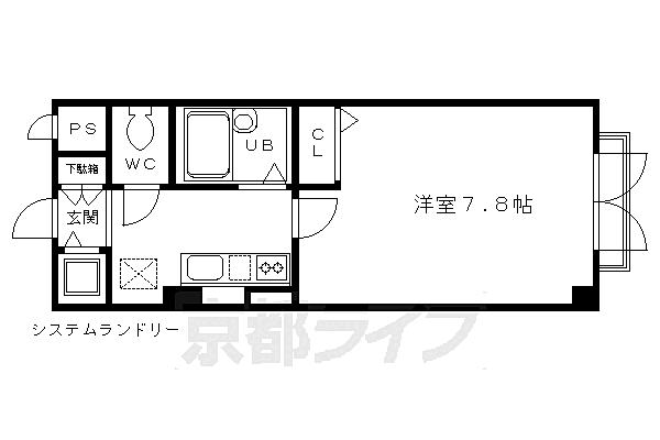 Ｄ’ｓ　ＬＹＲＡ 306｜京都府京都市右京区西院西寿町(賃貸マンション1K・3階・23.65㎡)の写真 その2