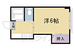 ハイツささや 2階1Kの間取り