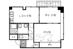 オリエントビル 4階2DKの間取り