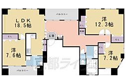 JR山陰本線 丹波口駅 徒歩9分の賃貸マンション 7階3LDKの間取り