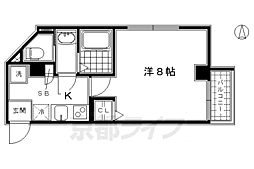 京阪本線 七条駅 徒歩4分の賃貸マンション 2階1Kの間取り