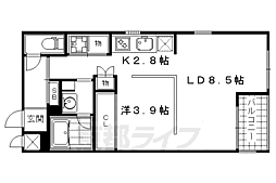 京阪本線 三条駅 徒歩5分の賃貸マンション 3階1LDKの間取り