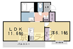 クオレール　はな 301 3階1LDKの間取り