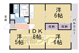 エス・テラス桂 4階3DKの間取り