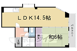 プリムローズ嵯峨 3階1LDKの間取り