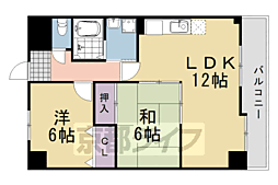 サントル西京 7階2LDKの間取り