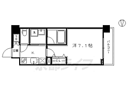 京都市営烏丸線 十条駅 徒歩5分の賃貸マンション 5階1Kの間取り