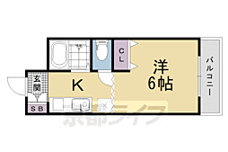 グレース嵯峨 1Kの間取図画像