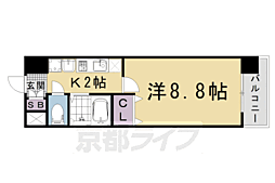 JR東海道・山陽本線 西大路駅 徒歩20分の賃貸マンション 8階1Kの間取り