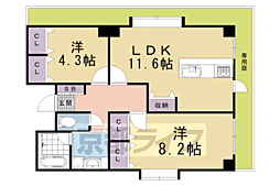 フォレストコート 1階2LDKの間取り
