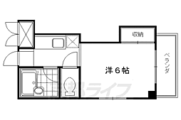京都市営烏丸線 丸太町駅 徒歩4分の賃貸マンション 2階1Kの間取り