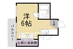 阪急京都本線 西院駅 徒歩5分の賃貸マンション 2階1Kの間取り