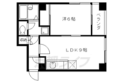 京都地下鉄東西線 西大路御池駅 徒歩3分の賃貸マンション 2階1LDKの間取り