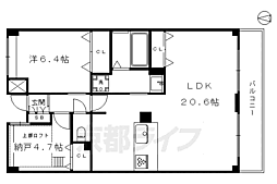 JR山陰本線 梅小路京都西駅 徒歩4分の賃貸マンション 6階1SLDKの間取り