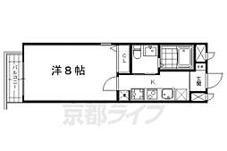 京都地下鉄東西線 東山駅 徒歩4分の賃貸マンション 4階1Kの間取り