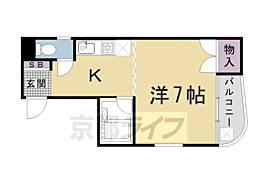 京都市営烏丸線 五条駅 徒歩7分の賃貸マンション 2階1Kの間取り