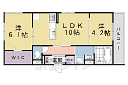 阪急京都本線 西院駅 徒歩17分の賃貸アパート 2階2LDKの間取り