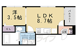 ハーモニーテラス花園寺ノ内町 1階1LDKの間取り