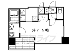 京都市営烏丸線 烏丸御池駅 徒歩6分の賃貸マンション 4階ワンルームの間取り