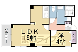 JR東海道・山陽本線 西大路駅 徒歩13分の賃貸マンション 2階1LDKの間取り