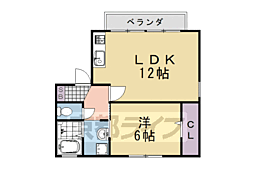 コーポ比恵 2階1LDKの間取り
