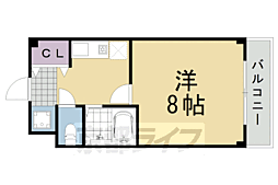 ブランベージュ桂 1階1Kの間取り