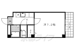 京阪本線 清水五条駅 徒歩13分の賃貸マンション 3階1Kの間取り