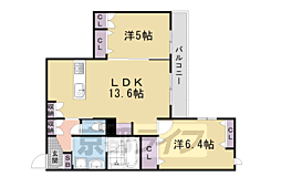 嵯峨広沢南下馬野町ヘーベルメゾン 3階2LDKの間取り