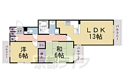京都市営烏丸線 四条駅 徒歩6分の賃貸マンション 6階2LDKの間取り