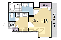 フォレスト西大路五条 4階1Kの間取り