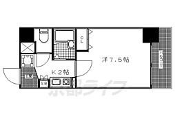 京阪本線 清水五条駅 徒歩5分の賃貸マンション 5階1Kの間取り