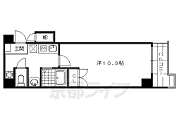 京都市営烏丸線 四条駅 徒歩10分の賃貸マンション 5階1Kの間取り