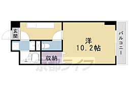 京都市営烏丸線 四条駅 徒歩5分の賃貸マンション 4階1Kの間取り
