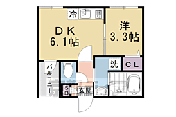阪急京都本線 大宮駅 徒歩5分の賃貸アパート 2階1DKの間取り