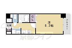 JR東海道・山陽本線 西大路駅 徒歩3分の賃貸マンション 5階1Kの間取り