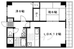 阪急京都本線 西院駅 徒歩4分の賃貸マンション 4階2LDKの間取り