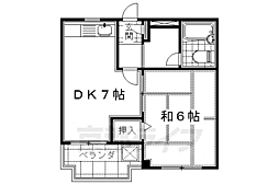 サンロイヤル七瀬川 1DKの間取図画像