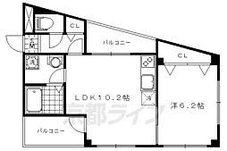 バードレイク北山 1LDKの間取図画像