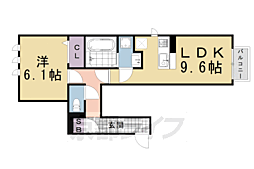 京都市西京区桂南巽町アパート 1LDKの間取図画像