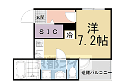 ハーモニーテラス深草坊町2 ワンルームの間取図画像