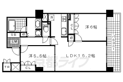 プラウドタワー大津 2LDKの間取図画像