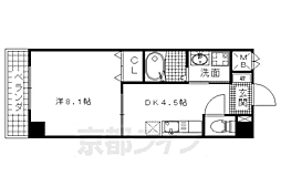 レクサス深草1号館 1DKの間取図画像