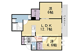 グリーンフィールド桃山 2LDKの間取図画像