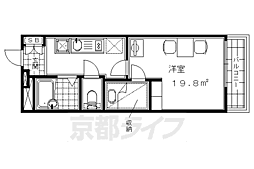 レオパレス深草 1Kの間取図画像
