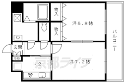 デトム・ワン衣笠 1DKの間取図画像