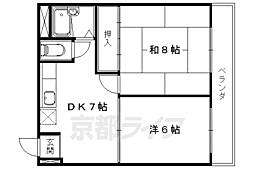 アビタシオン南桃山 2DKの間取図画像
