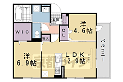 GRAMM松室吾田神町C 2LDKの間取図画像