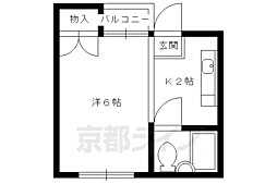 グリーンヒル北山 1Kの間取図画像