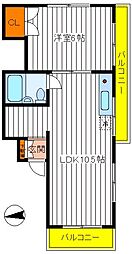 JR中央線 立川駅 徒歩10分の賃貸マンション 1階1LDKの間取り
